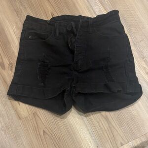 KanCan Black Distressed Jean Shorts